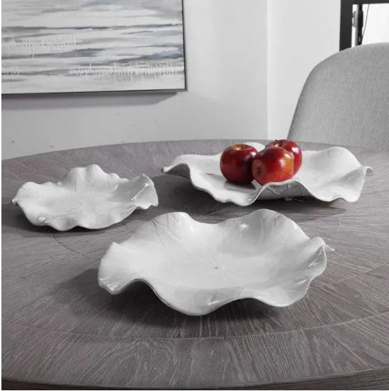 White Ceramic Wall Decor Set of 3