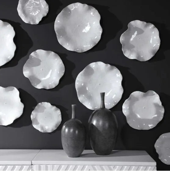 White Ceramic Wall Decor Set of 3