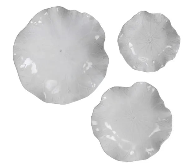 White Ceramic Wall Decor Set of 3