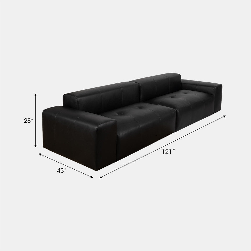 2 Piece Black Non Woven Sofa