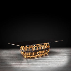 Mirage Gold Rectangular Black Glass Top Coffee Table