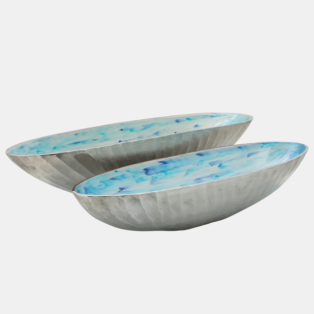 Set of 2 Aluminum 21/24" Oval Bowl, Skyblue