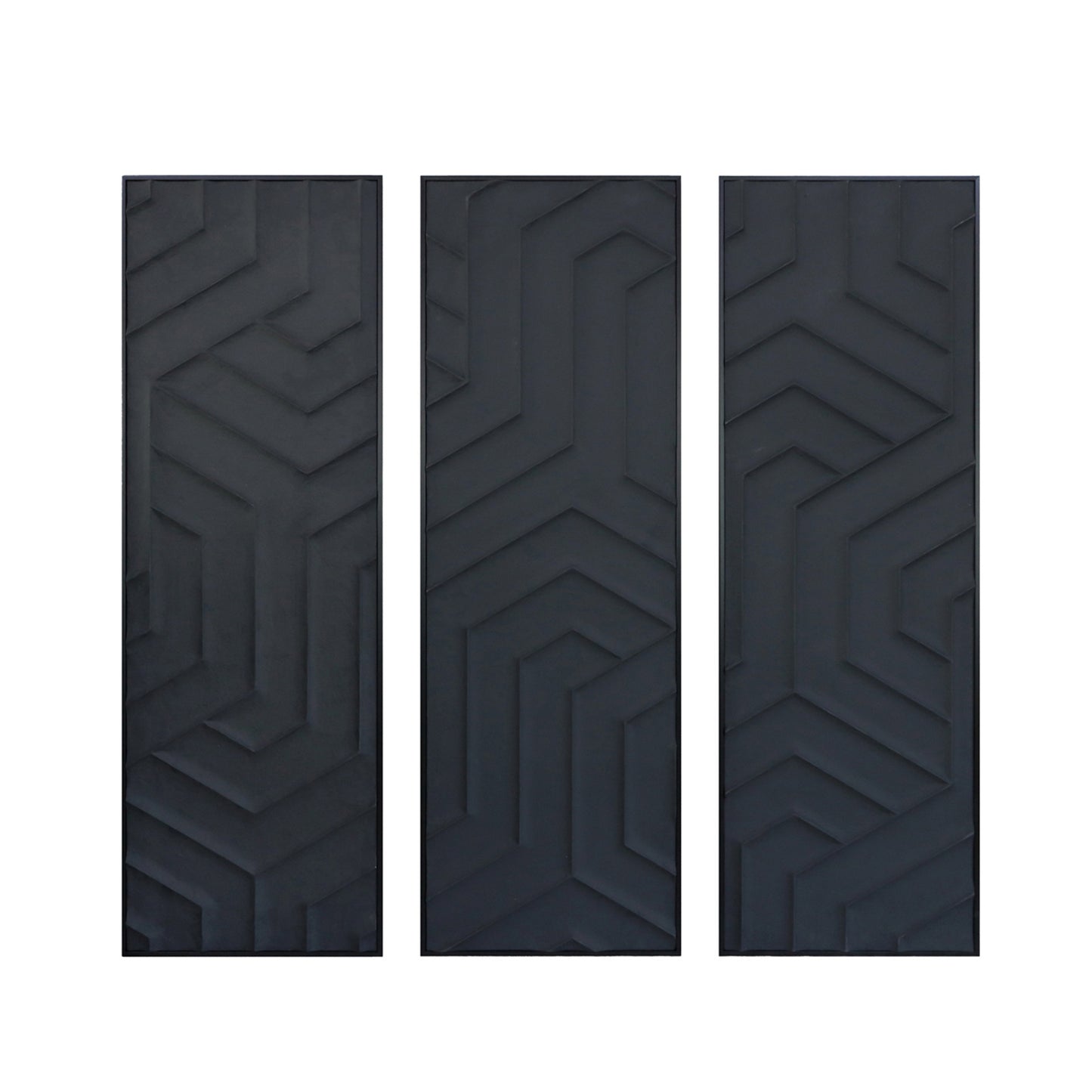 Set od 3 Black Dimensional Plaster Wall Art