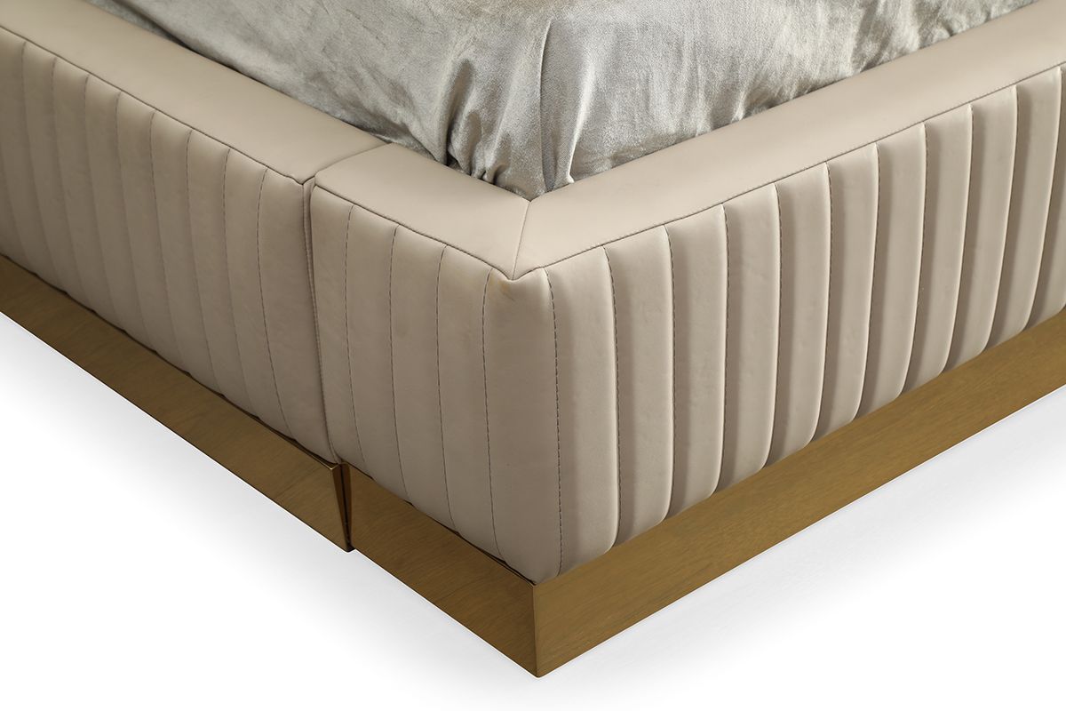 Beige & gold queen bed