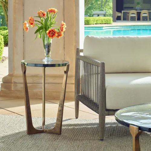 Brass & Glass Outdoor/Indoor Accent Table