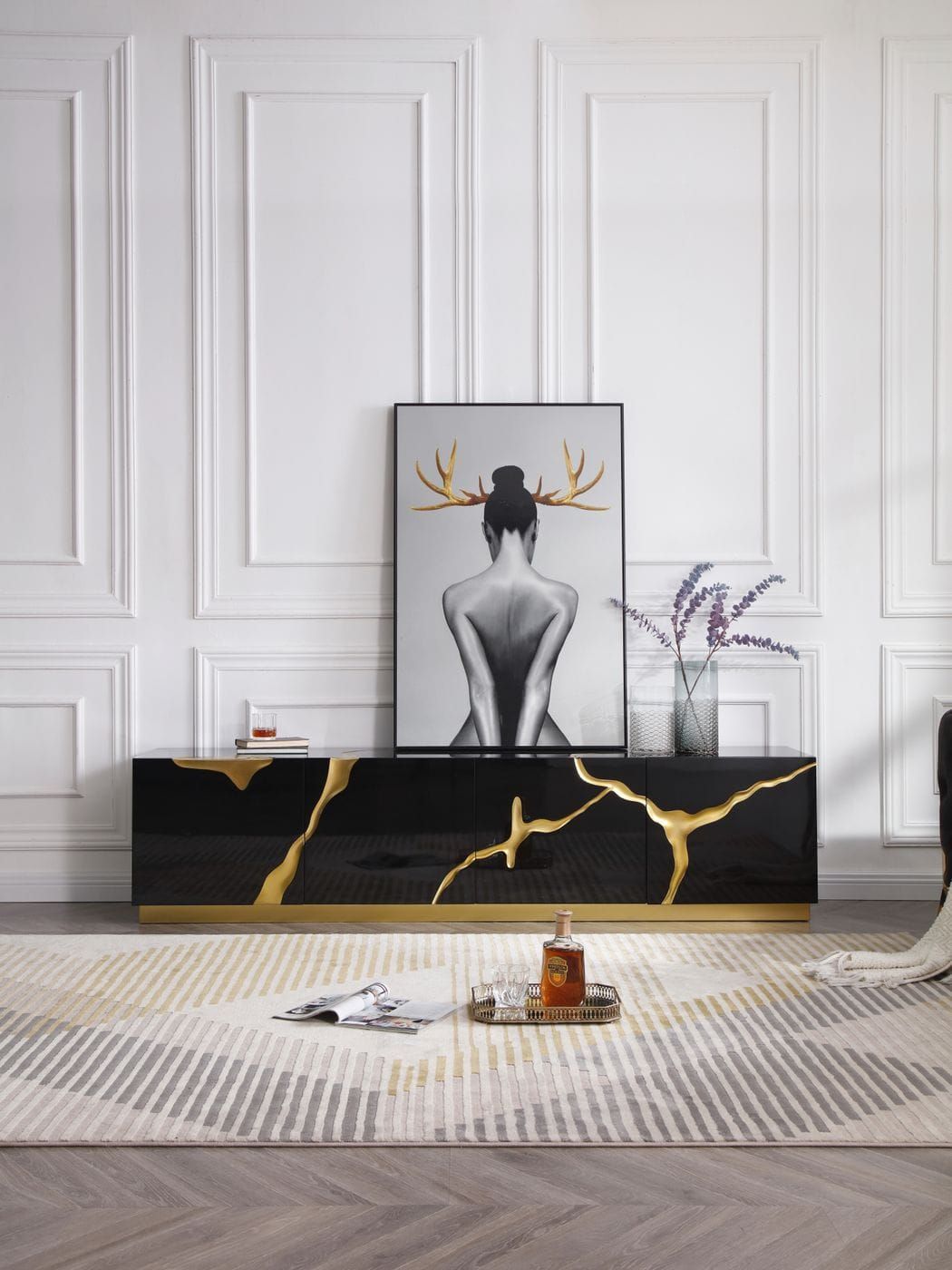 Black & Gold TV Stand