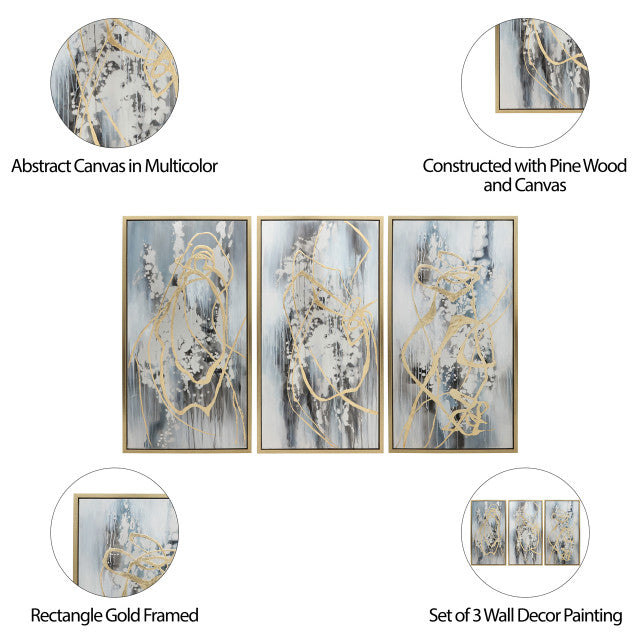 Set of 3 Multi Color Abstract Artwork