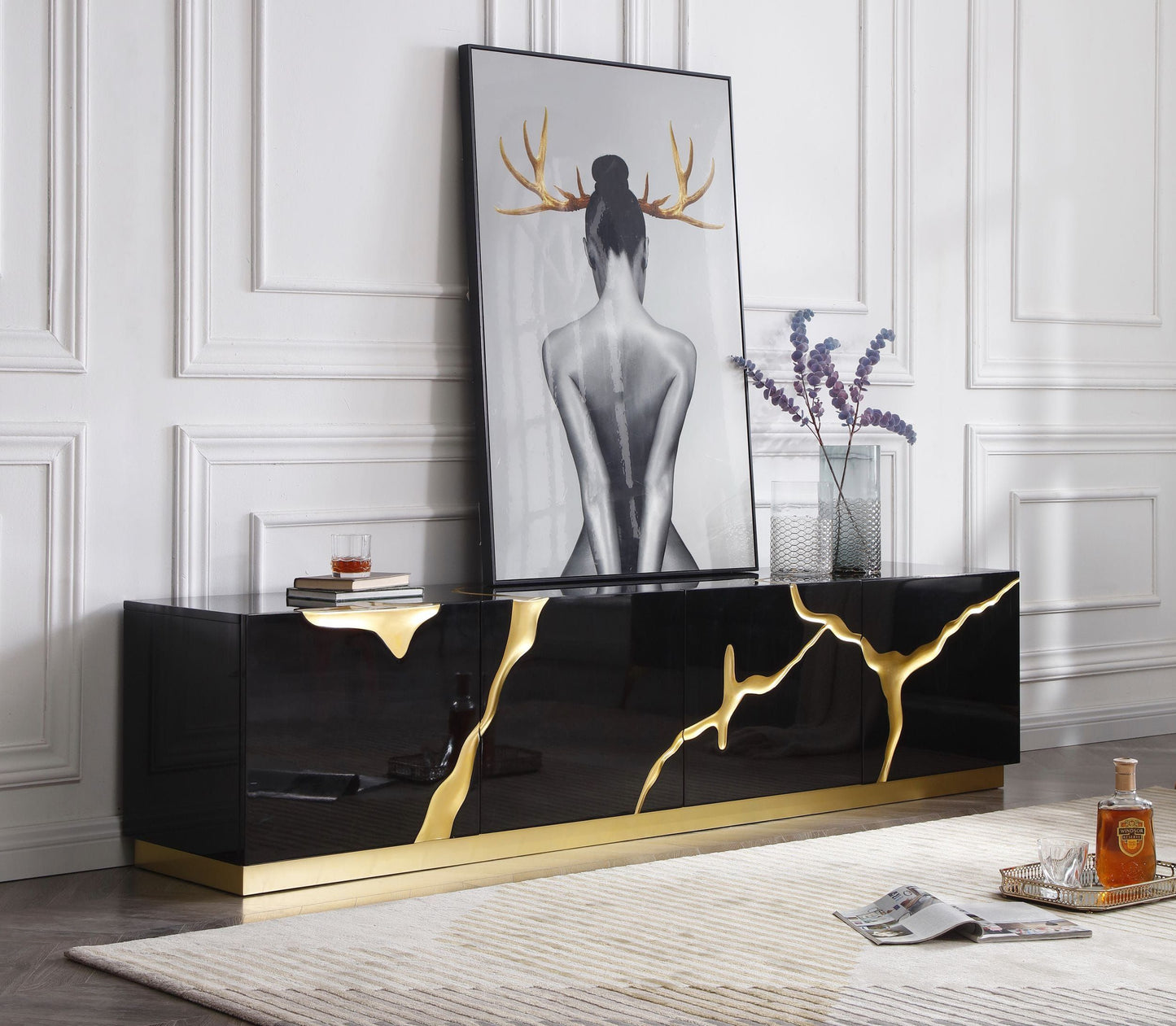 Black & Gold TV Stand