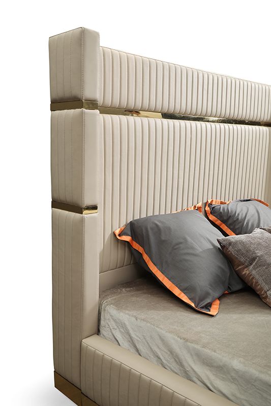Beige & gold queen bed
