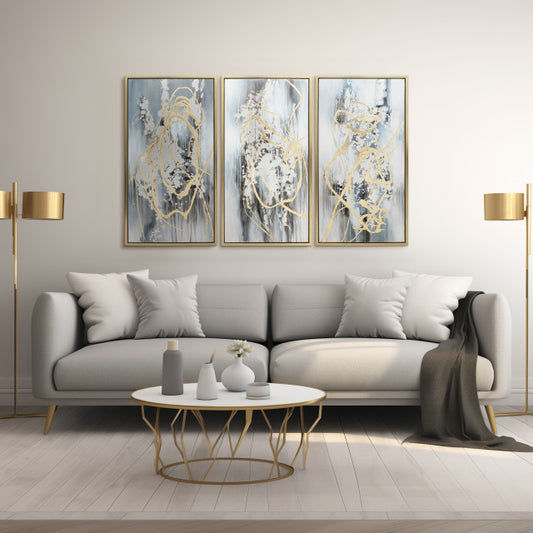 Set of 3 Multi Color Abstract Artwork