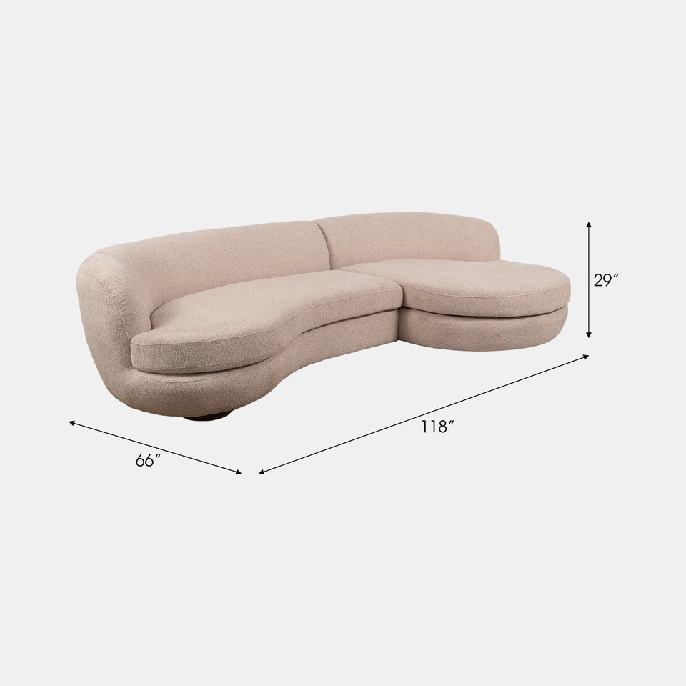 2 Piece Blush Pink Chaise / Sofa Set