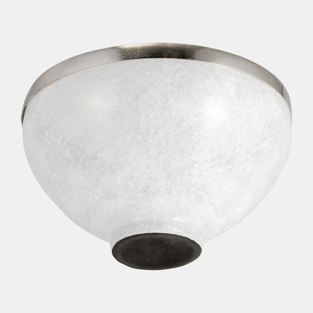 Glass 10" Bowl With Ring Deco,White