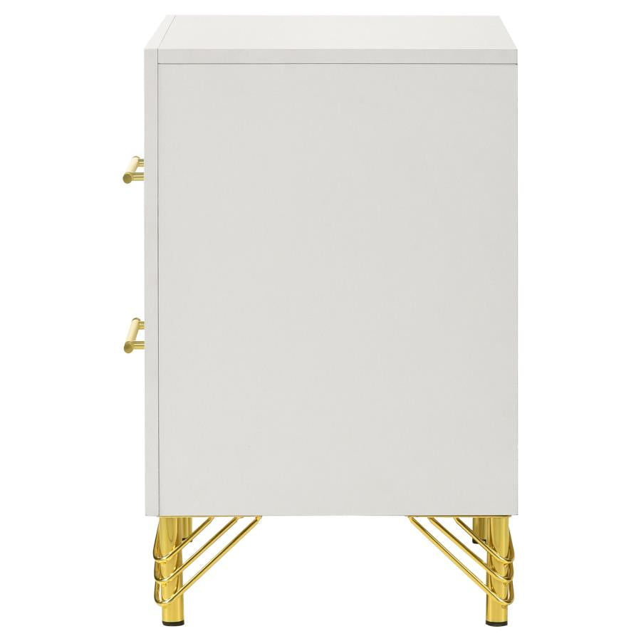 Licelle Nightstand White & Gold