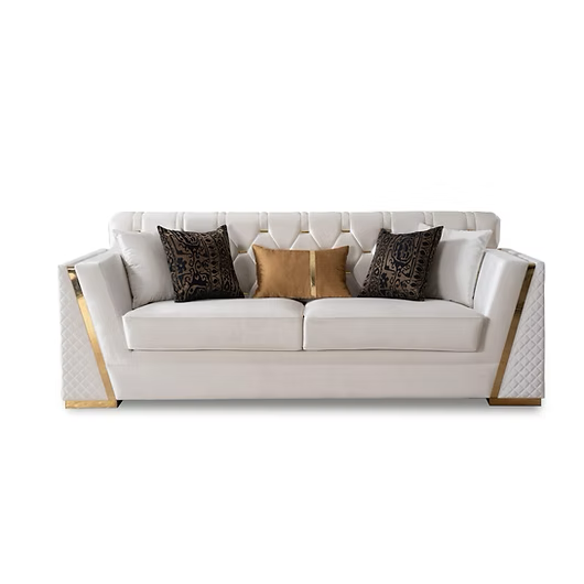 White & Gold Sofa & Loveseat Set