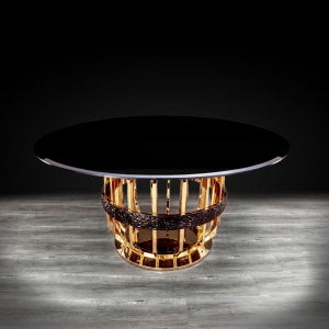 Mirage Round Black Glass Top Dining Table