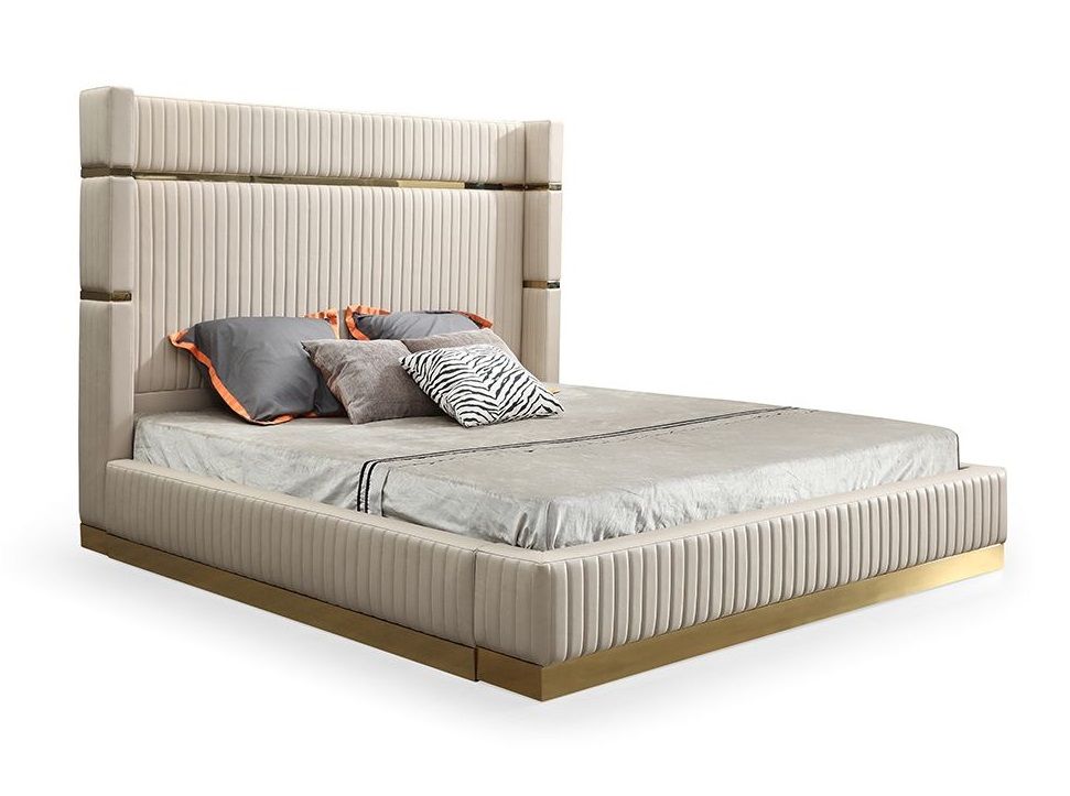 Beige & gold queen bed