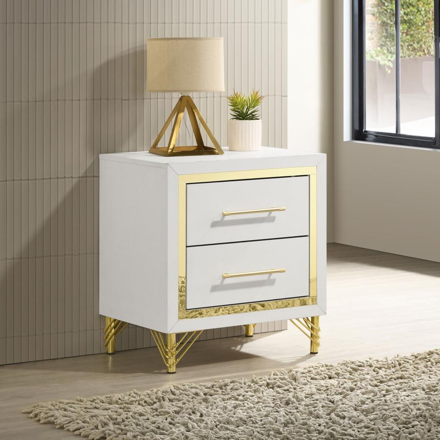 Licelle Nightstand White & Gold