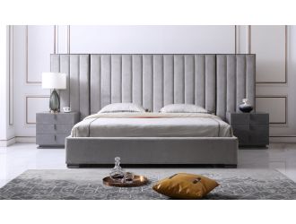 Grey and Black Stainless Steel Bed