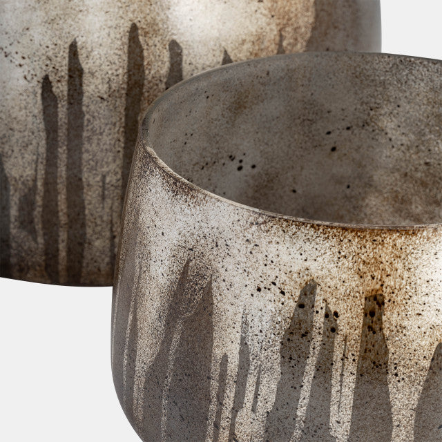 Glass, Set of 2 10/14" Decorative Bowls, Bronze