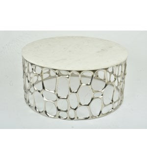 Mario Silver Coffee Table With Marble Top