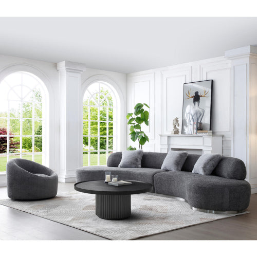 Perla Dark Grey Curved Sofa