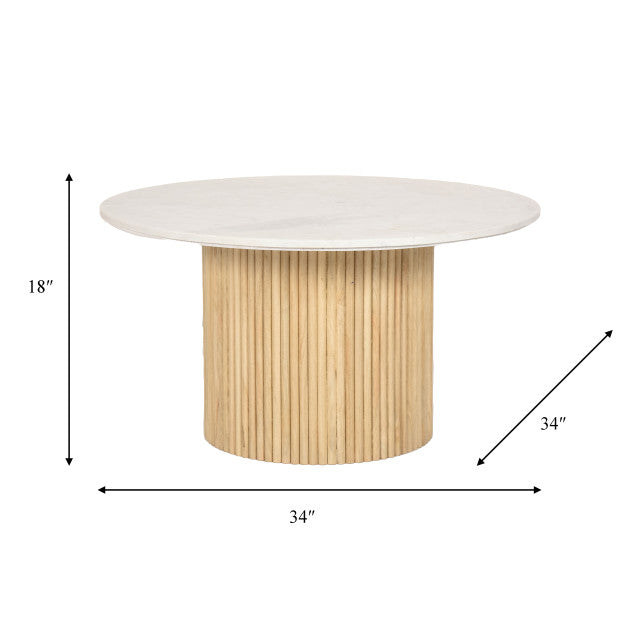 Wood & Marble Reeded Coffee Table