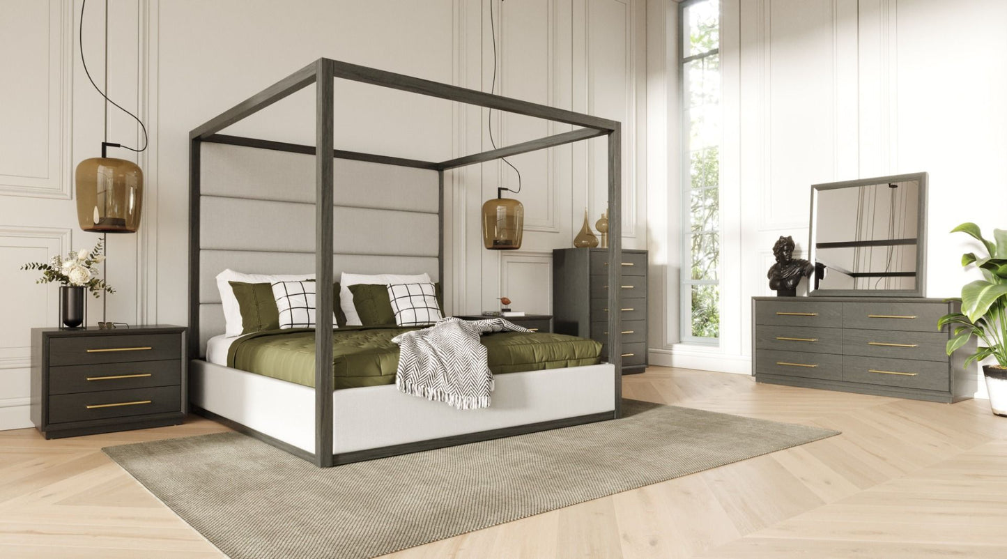 Manhattan Grey and Gold Nightstand
