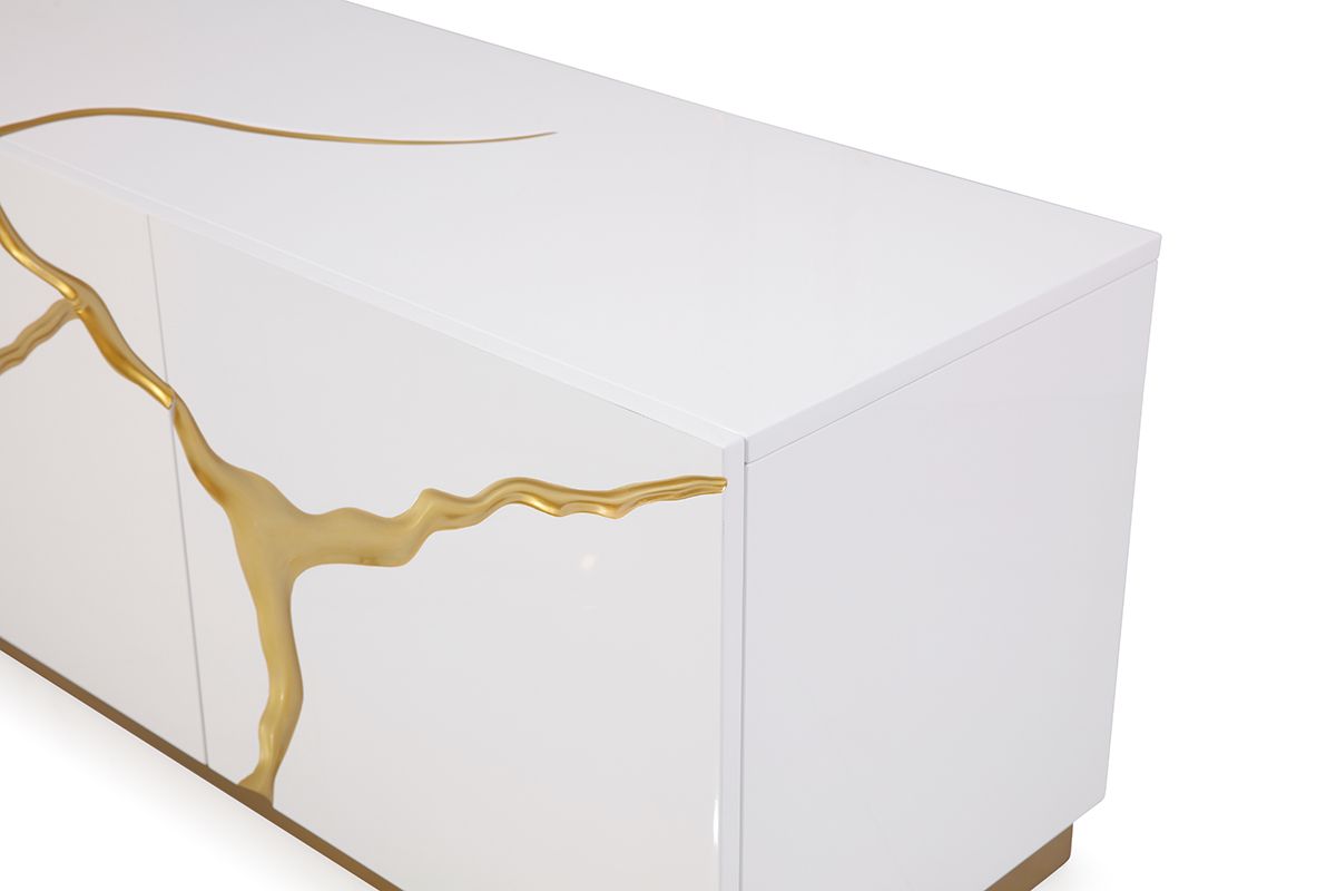 White & Gold TV Stand