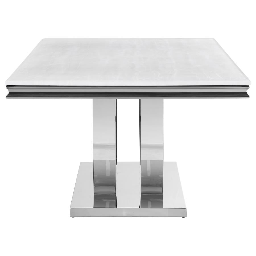 Rectangular White Stone Top Dining Table