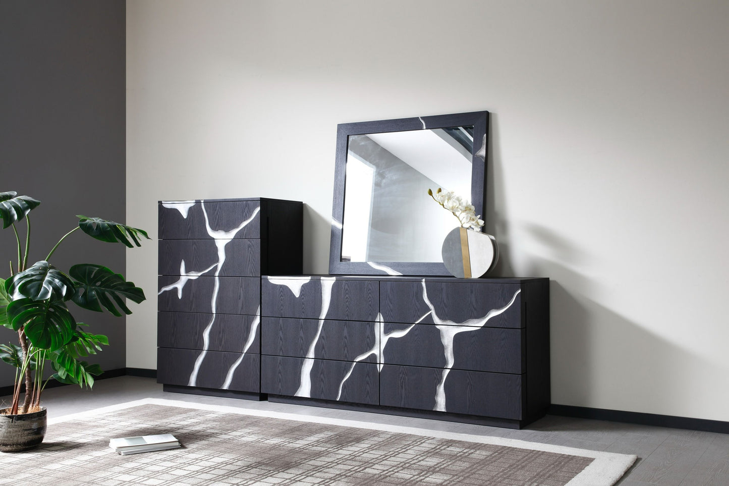 Matte Brown Ash & Silver Mirror