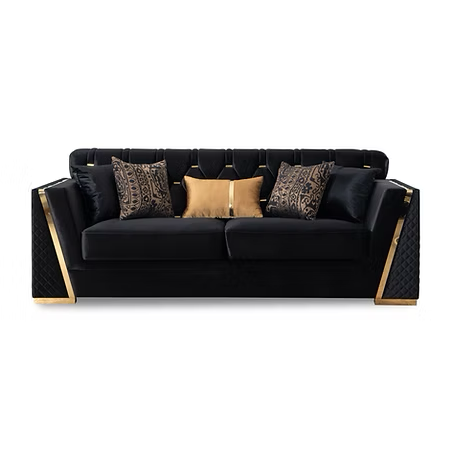 Black & Gold Sofa & Loveseat Set