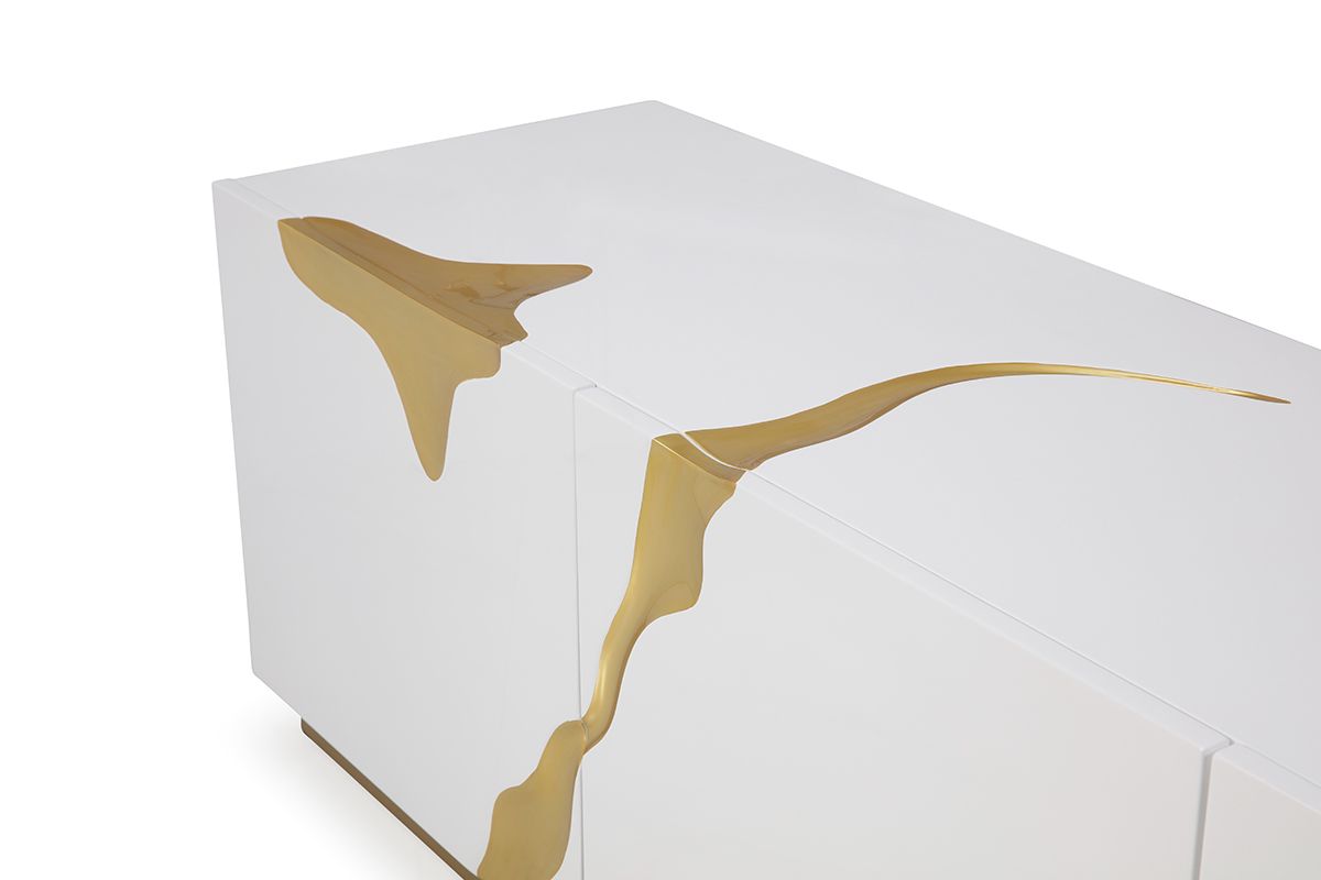 White & Gold TV Stand