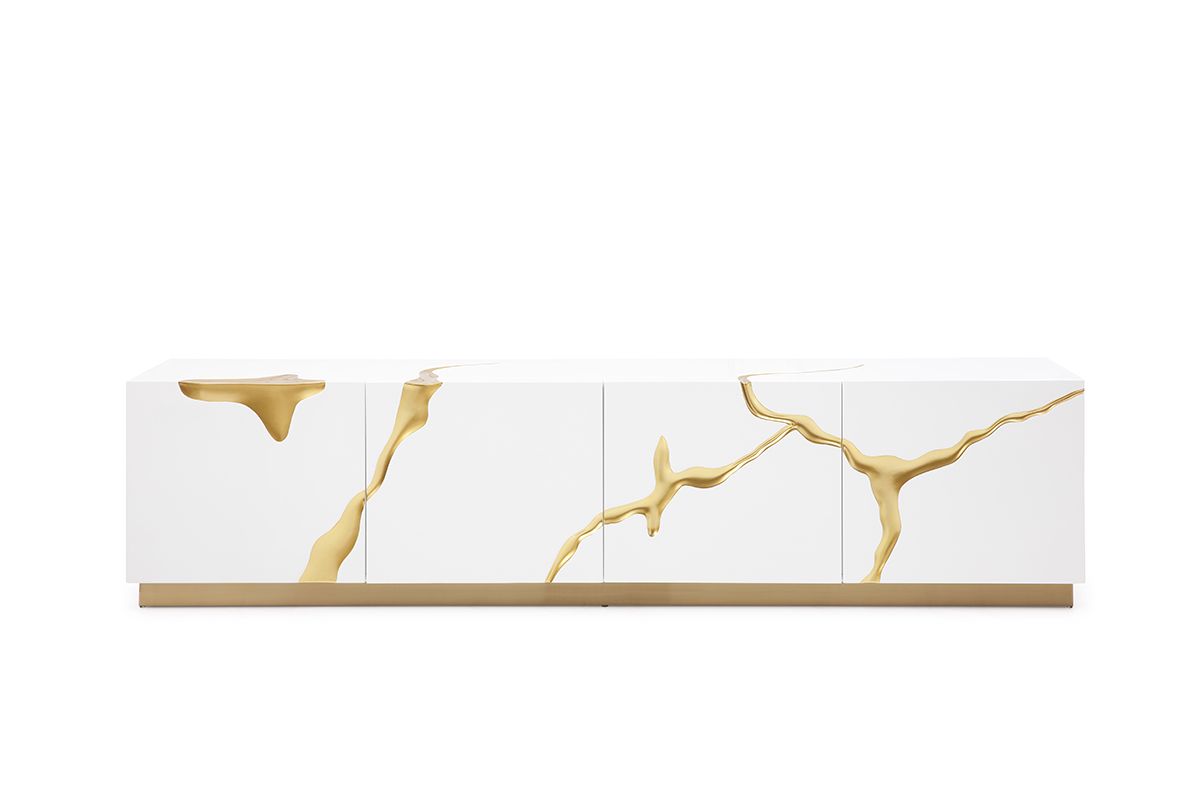White & Gold TV Stand