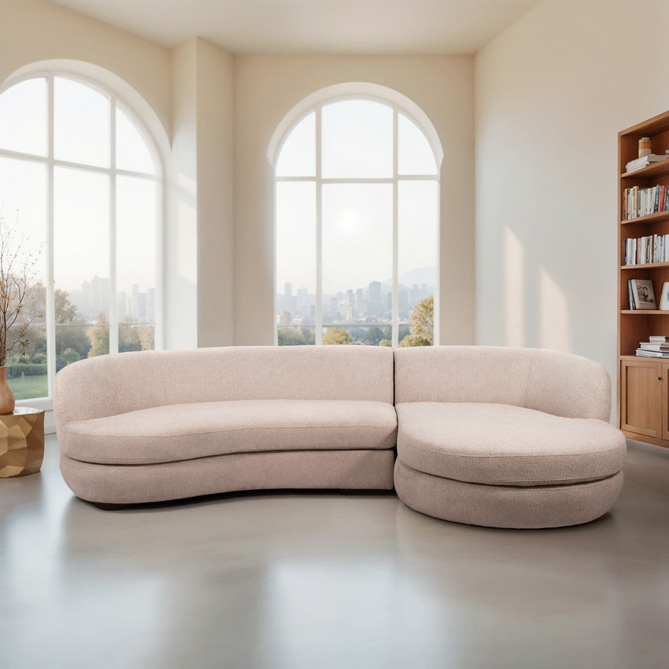 2 Piece Blush Pink Chaise / Sofa Set