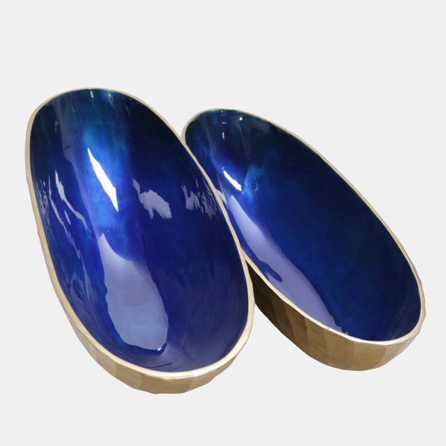 Set of 2 Aluminum 21/24" Oval Bowl, Blue