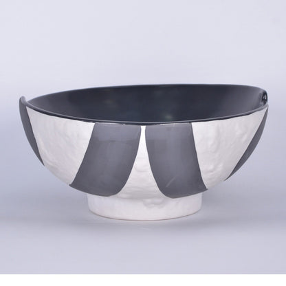 12" Contemporary Deep Bowl, Black/white