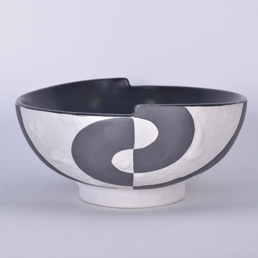 12" Contemporary Deep Bowl, Black/white