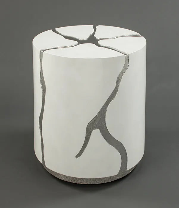 White & Silver End Table