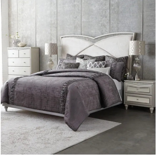 9 Piece Queen Size Slate and Grey Comforter Set