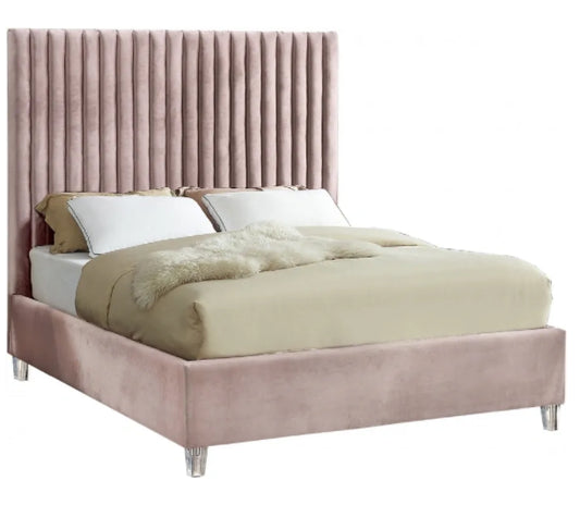 Chloe Velvet Bed With Acrylic Legs