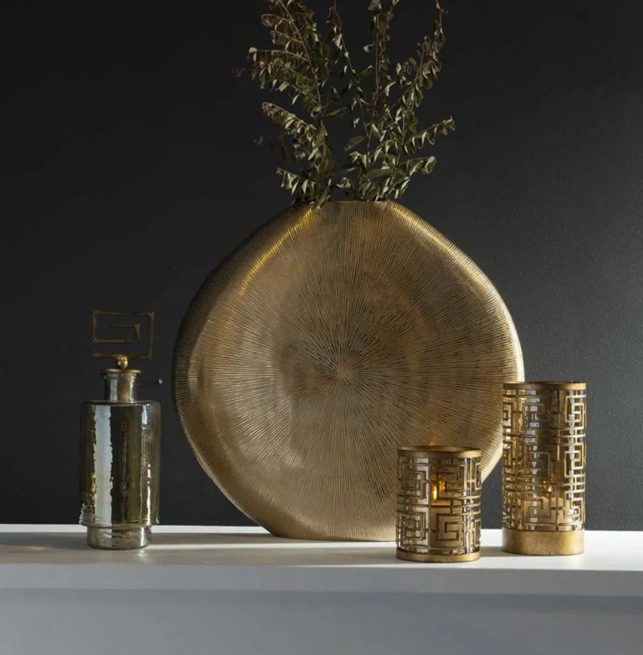 Gold Ribbed Vase