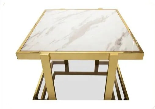 Gold Marble & Glass End Table