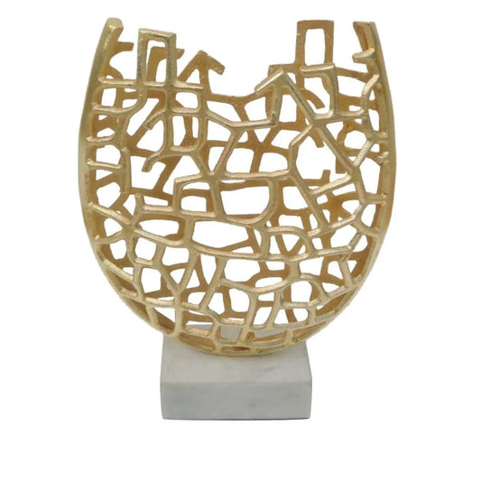 Gold Squash Vase with Marble Base