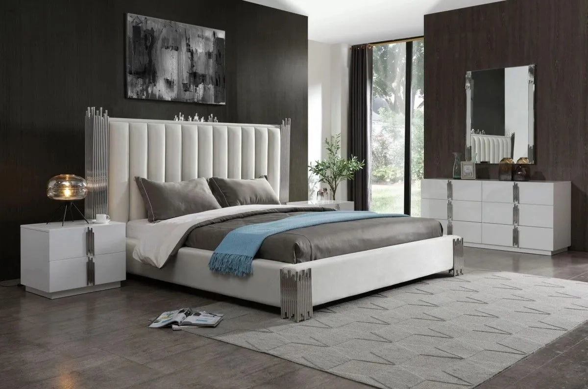 White & silver bed