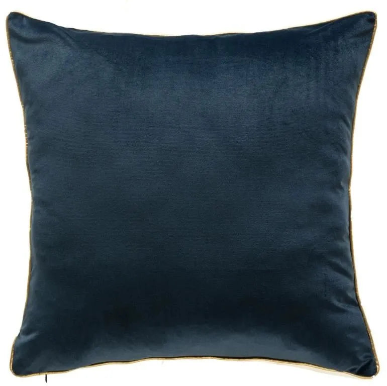 Nicholas Navy Pillow with Gold Piping