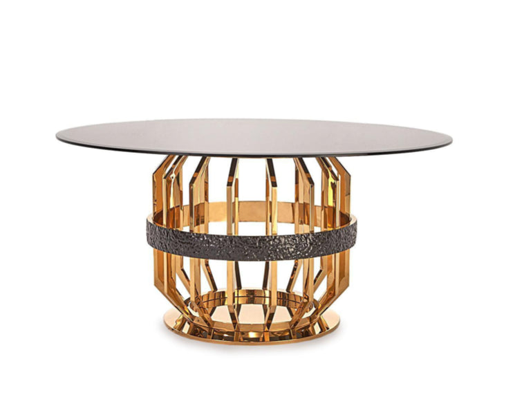 Mirage Round Black Glass Top Dining Table