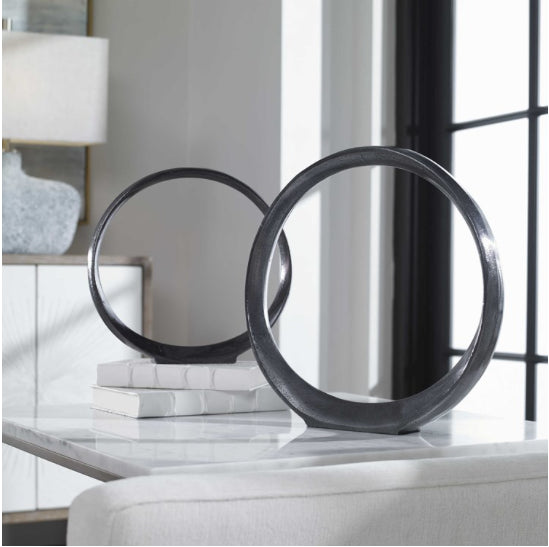 Orbits Ring Sculptures, Black Nickel, S/2