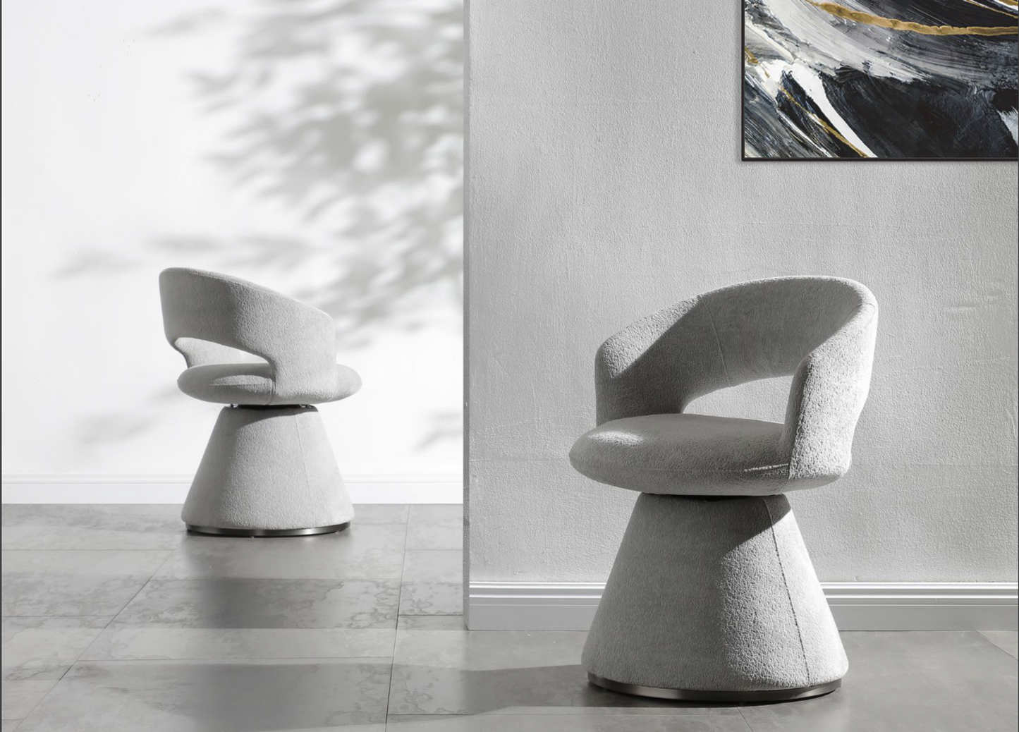 Set of 2 Dark Grey Boucle Fabric Portofino Dining Armchair