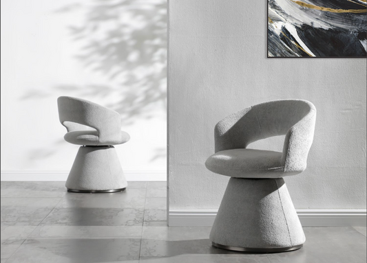 Set of 2 Dark Grey Boucle Fabric Portofino Dining Armchair