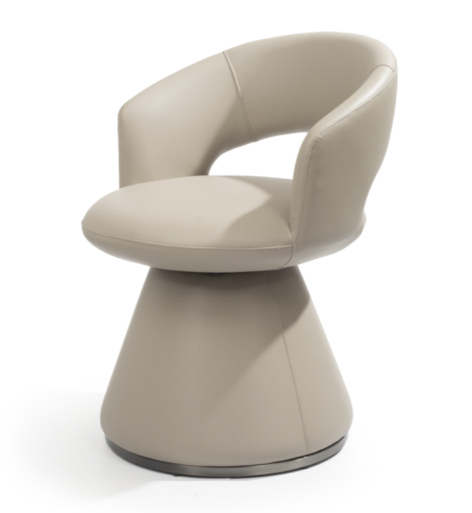 Set of 2 Light Warm Grey Faux Leather Portofino Dining Armchair